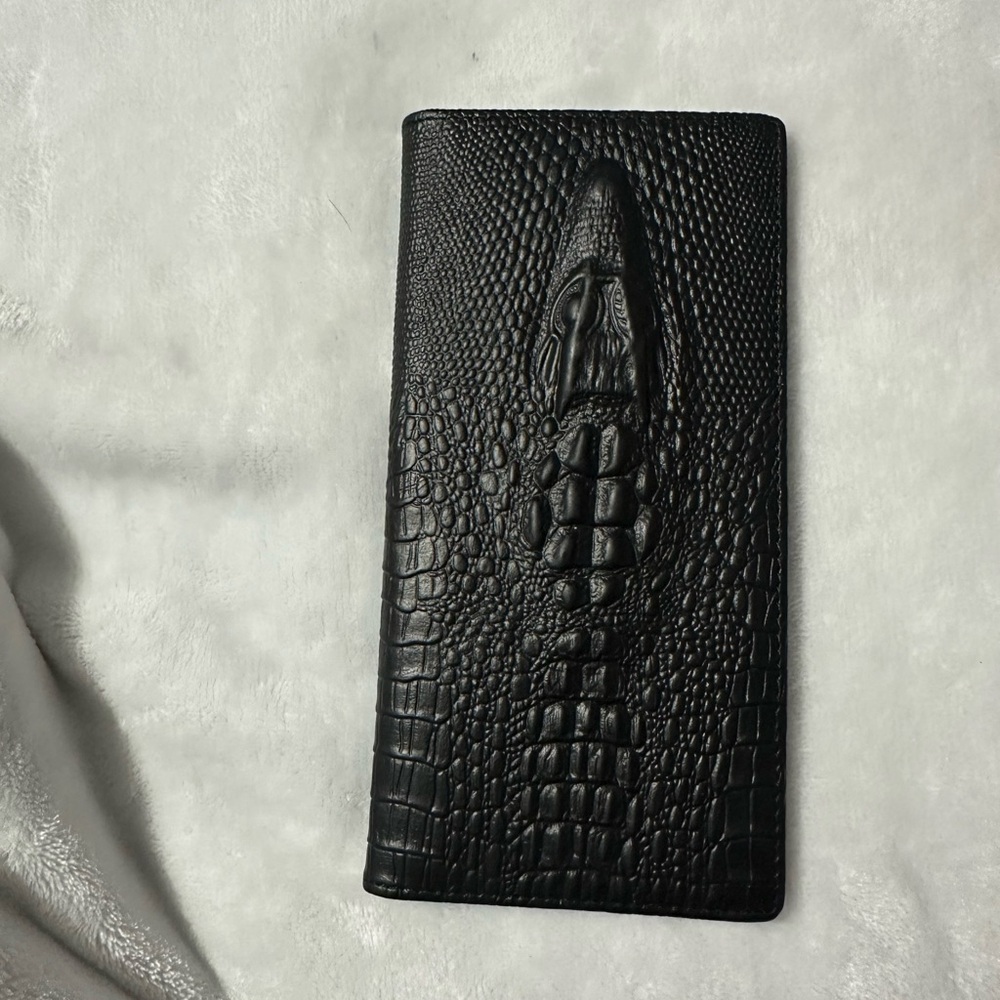 Montana West Black Crocodile Embossed Leather Wallet